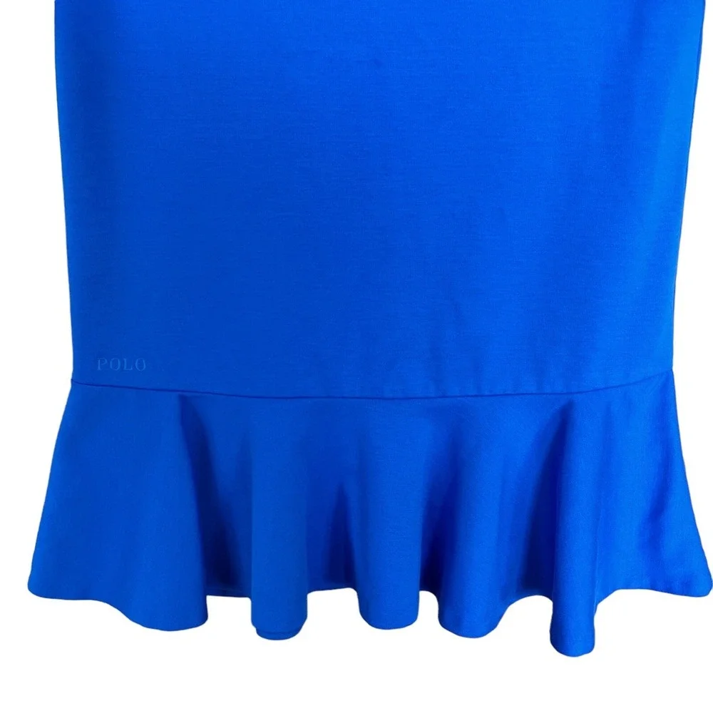 Polo Ralph Lauren Dress Girls Size 12 Blue Short Sleeve Ruffle Hem Casual